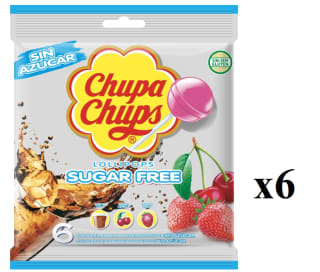 6 x 6 unidades de 11 grs de Chupa Chups sin Azúcar Caramelo con Palo de Sabor a 7.9€