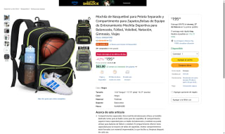 Mochila Deportiva Baloncesto 12,6" x 17,7" x 8,3" por $195 | Amazon