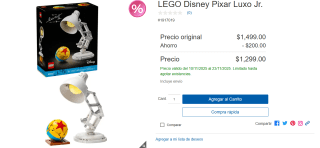 LEGO Ideas Disney Pixar Luxo Jr. por $1,299 | Oferta Costco