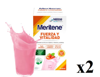 2 x Meritene Fuerza y Vitalidad Batidos Sabor Fresa 15 Sobres 450 g por 25.98€