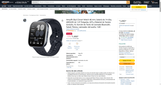 Amazfit Bip 6 Smart Watch 46mm por $1,450 | Descuento Amazon
