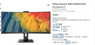 Philips 5000-serie 34B1U5600CH/00 Zwart voor €375,03 bij Amazon.
