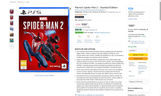 Spider-Man 2 Standard PS5 por $689 | Oferta Amazon