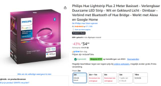 Philips Hue LightStrip Plus V4 2m Basis voor €34,46 bij Amazon