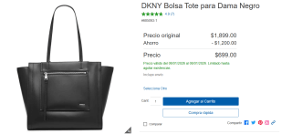 Bolsa Tote DKNY Negro por $699 | Costco