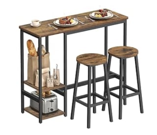 Vasagle 1 mesa con 2 sillas de cocina marrón rústico y negro tinta por 59,99€