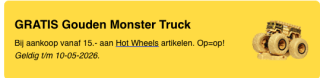 Hot Wheels Monster Trucks gouden truck gratis bij je aankoop van hot wheels