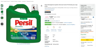 Persil Detergente Líquido Universal Acción Profunda 6.64L por $189 en Amazon
