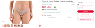 Tanga de encaje Mistique Lingerie para mujer por $39 en Sears