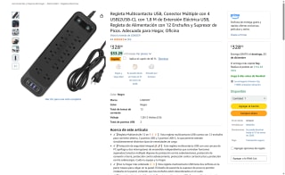 Regleta USB 12 Enchufes 2 USB-C 2 USB por $197 | Amazon