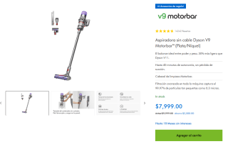 Aspiradora Dyson V9 Motorbar por $6,895 | PayPal