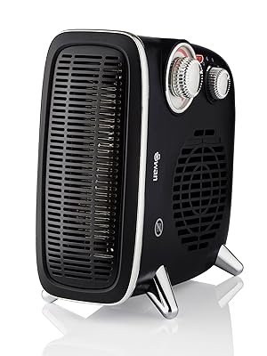 Swan SH27020N Vertical Fan Heater – 1800W, 2 Heat Settings & Adjustable Thermostat