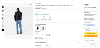 Dickies Duck Canvas - Sobrecamisa de manga larga para hombre por $278 en Amazon