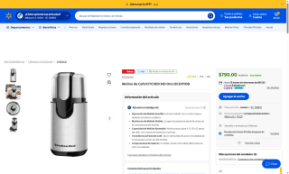 Molino de Café KitchenAid Onix por $790 | Oferta Walmart