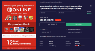 Nintendo Switch Online por 12 Meses Familiar y Expansión $1,138 | LOADED