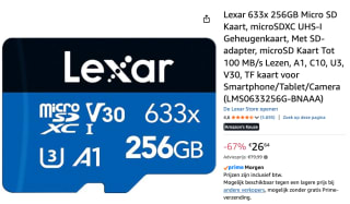 Lexar 633x 256GB Micro SD Kaart voor €26,64 bij Amazon