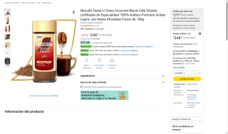 Nescafé Taster's Choice Gourmet Blend 190g por $246 | Amazon