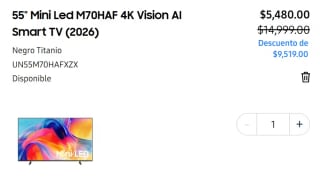 Smart TV Samsung 55" Mini LED 4K por $5,480 | Banamex Store