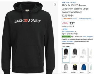 Jack&Jones heren hoodie voor €13,98 bij Amazon