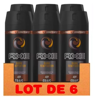 Pack 6x150ml AXE Desodorante Hombre DARK TEMPTATION Spray 48h por 12.01€