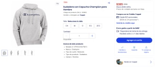 Sudadera con Capucha Champion para Hombre por $385 en Coppel
