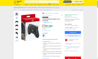 Control Nintendo Switch 2 Pro por $1,394 | Mercado Libre (Santander Débito)