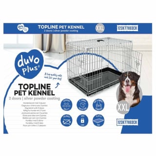 Draadkooi topline 2 deuren plastic schuif 123x77x83cm zwart voor €43,99 bij Bol