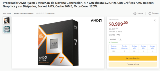 Procesador AMD Ryzen 7 9800X3D 9na Gen por $8,099 | Oferta PCEL
