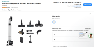 Aspiradora Samsung Bespoke AI Jet Ultra 400W por $12,379