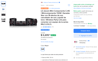 Minicomponente LG Xboom CJ45 720W por $3,205 | Oferta Mercado Libre