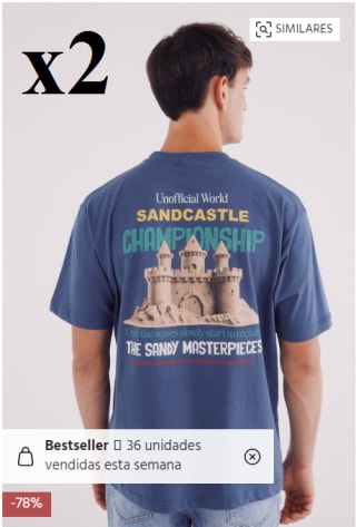 2 Camisetas Sandcastle para Hombhre Springfield por 6.38€