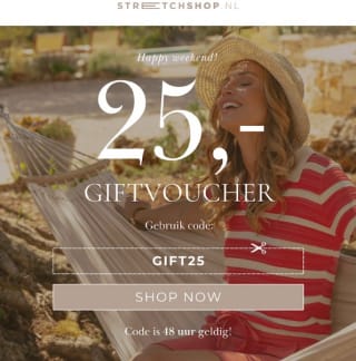 €25 korting bij besteding vanaf €100 bij Stretchshop