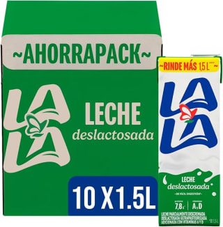 Leche Lala deslactosada 10 × 1.5 L por $366.87 en Amazon