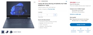 Laptop HP 15,6" 8GB 512GB RTX 3050 por $10,000 | Oferta Coppel