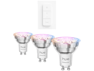 PHILIPS HUE Essential Slimme LED GU10 3-pack + dimmer switch voor €39 bij MediaMarkt