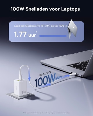 Baseus Enerfill USB C oplader (100 W, 3‑poorts) voor €29,99 bij Amazon