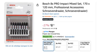 Bosch Accessoires Impact 8 Delige bitset voor €8,13 bij Amazon