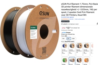 2 Kg eSUN PLA filament 1.75mm voor €15,43 bij Amazon