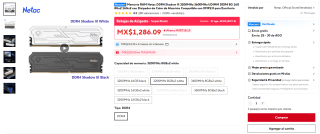 Netac DDR4 Shadow III 3600MHz 16GB (8GBx2) por $1,365 en AliExpress