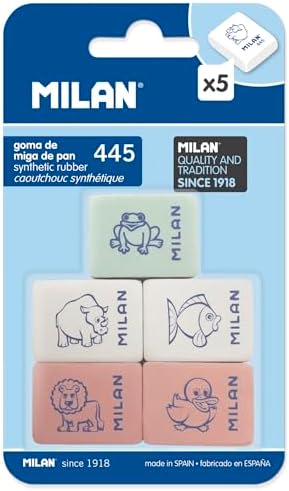 Blíster 5 gomas Rectangulares con dibujos infantiles 445 MILAN por 1.05€