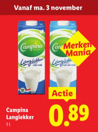 Campina lang lekker voor €0,89 bij de Lidl