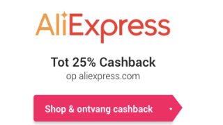 Tot 25% cashback bij AliExpress via CashbackXL