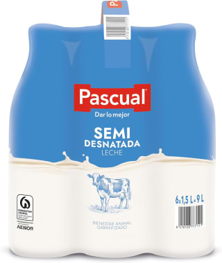 Leche Pascual semidesnatada (pack 6 x 1,5 L) por 4,95€