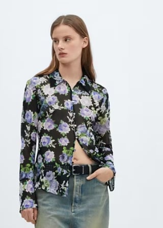 Camisa estampada semitransparente por 2.99€