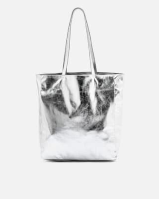 Bolso shopper grande plateada por 9€