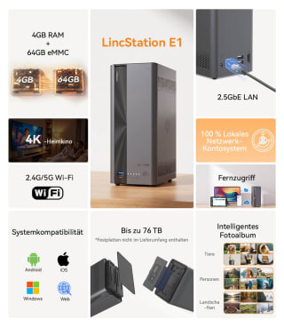 LincPlus LincStation E1 4-Bay NAS voor €179 bij LincPlus