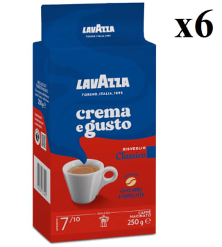 6 Paquetes de Lavazza, Crema e Gusto Classico, Café Molido Natural 250g por 18.11€