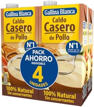 Gallina Blanca Caldo Casero de Pollo 1 L (paquete de 4) por 6,99€