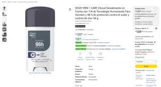 DOVE MEN + CARE Clincal desodorante en crema 58g por $80 en Amazon