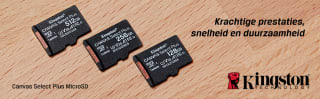Kingston Canvas Select Plus Gen3 microSD kaart 128GB voor €19,95 bij DataIO